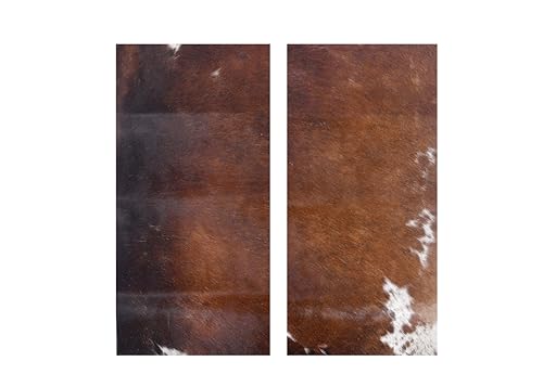 Genuine Cowhide Leather Pieces, Natural Mixed Colors, Decorative Hair-On Hide Squares 24 x 12 inch (Pack of 2) (Brown)