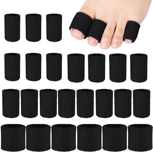 Image of Blulu 24 Pieces Toe Tubes 0.98 Inches Cushion Tube Corn Pads for Toes Sleeves Soft Gel Protectors for Cushions Corns Blisters Calluses 3 Size(Black,Assorted Sizes)