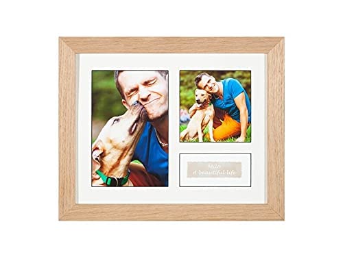 Solid Wood Pet Ashes Photo Frame Urn with Personalised Photos and Text, 10x8 (Natural Oak, With Standard Glass)