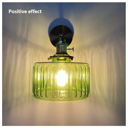 Image of Vintage Wall Sconces with Switch Glass Shade Modern Brass Wall Light Fixtures E27 Base Bedside Wall Mounted Lamp for Bedroom Bathroom Living Room Farmhouse Vanity (Green-2Pcs)