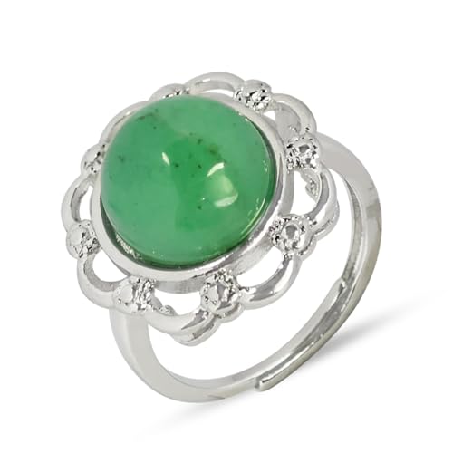 Image of Reiki Crystal Products Natural Original AAA Adjustable Green Jade Ring Genuine Gemstone Ring for Women