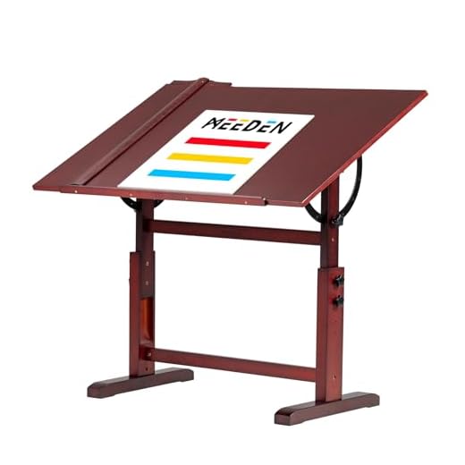 MEEDEN Mesa de dibujo de madera extragrande, mesa de dibujo de artista con altura ajustable, mesa inclinable y regla cuadrada en T, mesa de pintura de estudio y escritorio de manualidades para