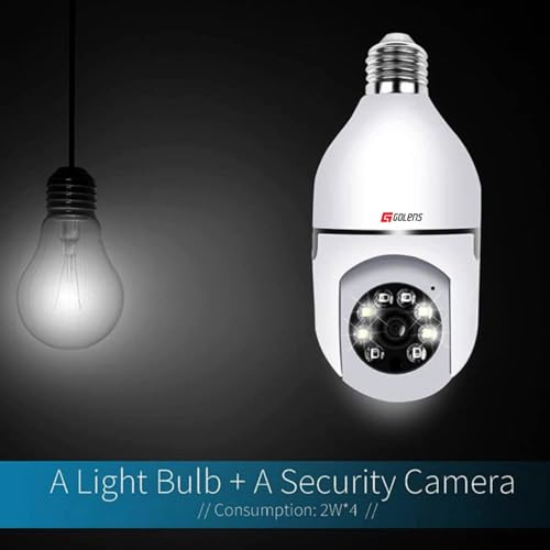 Golens 3MP WiFi Light Bulb Camera 1080P | E27 Bayonet Fitting | 360° Panoramic IP Camera with Fisheye, Infrared Night Vision, Motion Detection, Real-time Alert | CCTV Camera for Home Outdoor (WC10K) 9 41vsS
