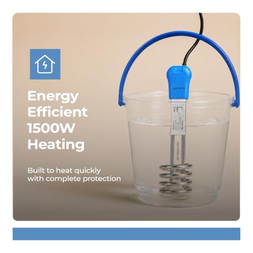 Image of Lifelong 1500W Shockproof Immersion Rod Water Heater | Anti-Rust Nickel Plating, ISI-Marked 3-Pin Plug & Secure Bucket Hook