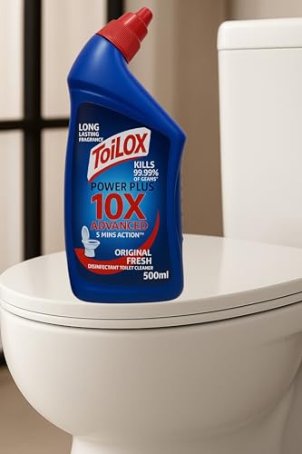 Image of Toilox Disinfectant Toilet Cleaner Liquid, Original - Pack of 8 (8 x 500ml) | Kills 99.9% Germs | Removes Tough Stains | Provides Long Lasting Freshness
