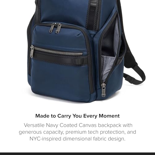 Image of Tumi Mens Search Backpack Navy Coated Canvas One Size