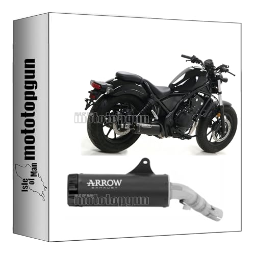 arrow 74504RBN auspuff zugelassen rebel aluminium schwarz endkappe aluminium schwarz kompatibel mit honda cmx 500 rebel 2017 2018 2019 2020 2021 2022 mototopgun