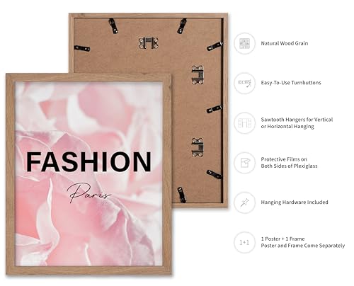 Image of Poster Master Fashion Poster - Paris Print - Pink Art - Trendy Art - Modern Art - Gift for Women & Fashionista - Luxury Haute Couture Decor for Living Room or Girl's Room, 11x14 Beige Framed