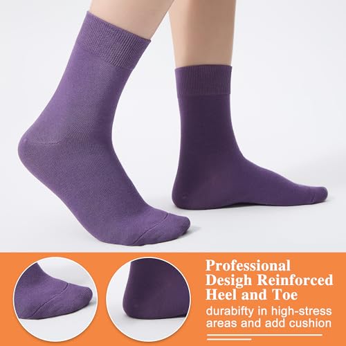 Image of ATBITER Women's Thin Cotton Crew Socks - Soft Above Ankle Bootie Casual Dress Socks 6-Pairs