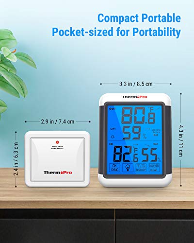 Thermopro TP55 thermomètre hygromètre numérique thermomètre d'intérieur  avec écran tactile et rétro-éclairage capteur d'humidité et de température