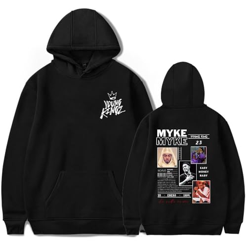 Myke Towers Sweat à capuche décontracté à manches longues pour homme et femme, Black-jx49223, 3XL