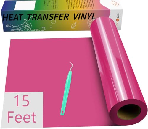 Image of HTVRONT HTV Vinyl Rolls - 12 inch x 15ft Rose Red HTV for Shirts, Iron on Vinyl for All Cutting Machines - Easy to Cut & Weed for Heat Vinyl Design