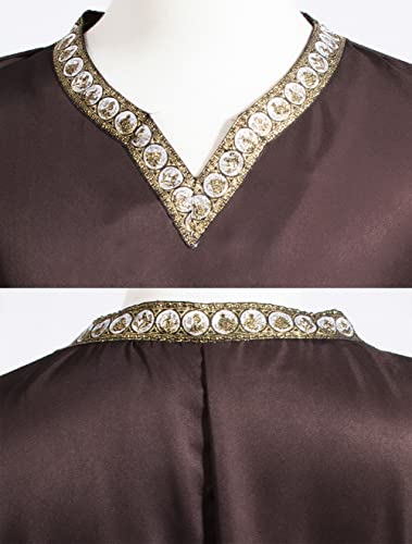 Mens Medieval Costume Viking Tunic Knight Warrior Renaissance Shirts With Belt Brown Xl #TOP4