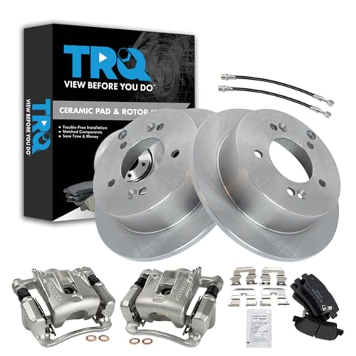 Image of TRQ Rear Brake Pad and Rotor Set Ceramic Rotors Calipers Compatible with 2009-2010 Hyundai Sonata