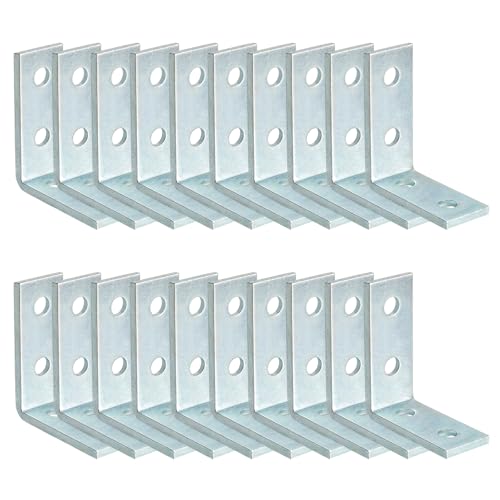 LAICCUM 20Pcs 4 Hole 90 Degree Bracket for 1 5/8 Strut Channel, Heavy Duty L Brackets Fitting Galvanized Connectors, 5mm Thickness