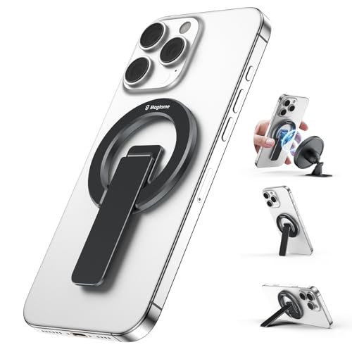 Magtame Support magnétique pour téléphone Portable, Double Face, Solide, Support de Bureau magnétique pour Mag&Safe et Smartphone, béquille Pliable et réglable, Noir
