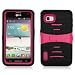 AIMO Rugged Wave Armor Case w/ Built-in Kickstand for LG Optimus F3 MS659 [T-Mobile, MetroPCS] (Black+Hot Pink)