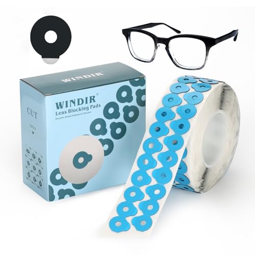 WINDIR Optical Lens Edging Blocking Pads, 1000Pcs Eyeglasses Anti Slip Double Sided Adhesive Sticker Tape Processing Polishing for Glasses Auto Edger Accessories (Black Pads, 0.87x1 inch)