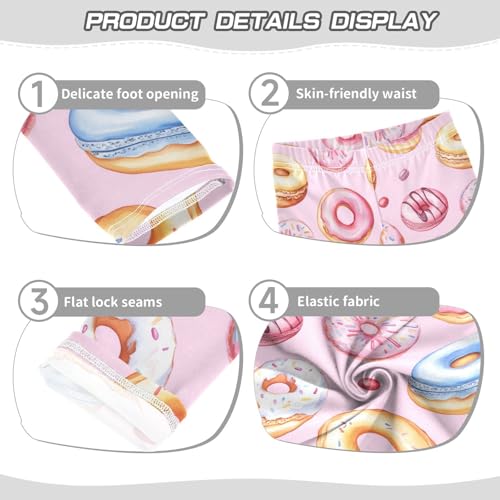 Wusikd Watercolor Girls' Leggings Toddler Doodles Doughnuts Kids Yoga Pants Dance Active Tights 4T3