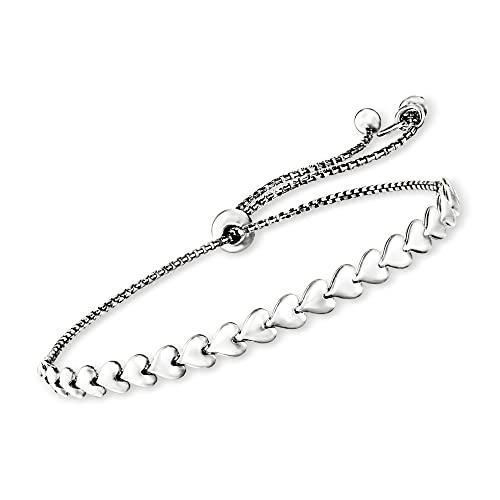 Ross-Simons Italian Sterling Silver Heart-Link Bolo Bracelet