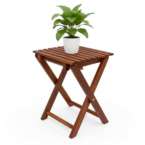 Spetebo Eukalyptus Klapphocker - Blumenhocker Holz Beistelltisch Gartenhocker Holzhocker