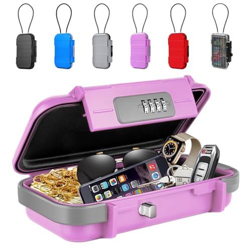 BKNOOU Portable Travel Safe with Removable Chain, Anti-Theft Beach Safe Box, Waterproof Combination Lock Box for Travel, Dorm, Beach, Hotel, Car, Home, Office