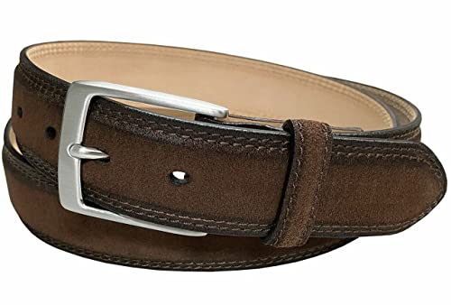 Image of Men's Belt Suede Full Leather Belt Casual Dress Leather Belt 1-3 /8 inch(35mm) Wide, Multi-Style Options