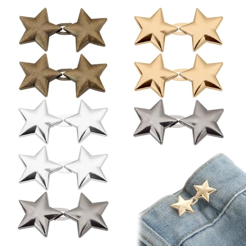 Bouton Jean Clipsable, 8 Pairs Pince pour Pantalon Trop Large, Resserre Pantalon, Bouton de Jean à Clipser Soi Même, Pince Pantalon Trop Large, Pant Waist Tightener Flower Button Pins for Loose Jeans