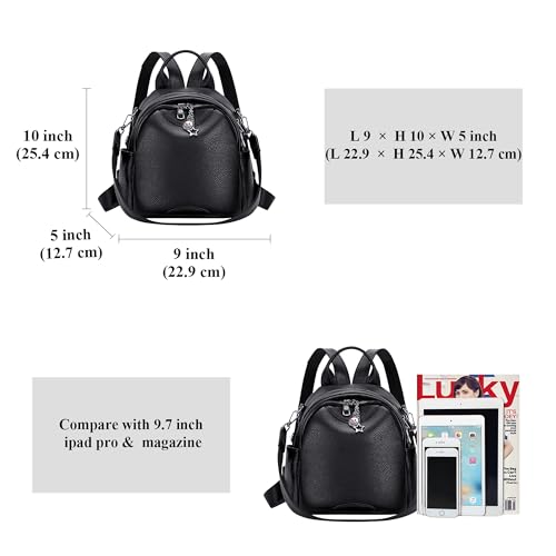 ALTOSY Soft Genuine Leather Backpack for Women Small Convertible Backpack Purse Shoulder Bag for Ladies (S97 Black) by ALTOSY - Image 5
