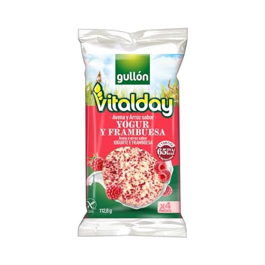 Gullón Tortitas de Arroz Integral, Yogur y Frambuesa Vitalday Pack de 4, 112.8g