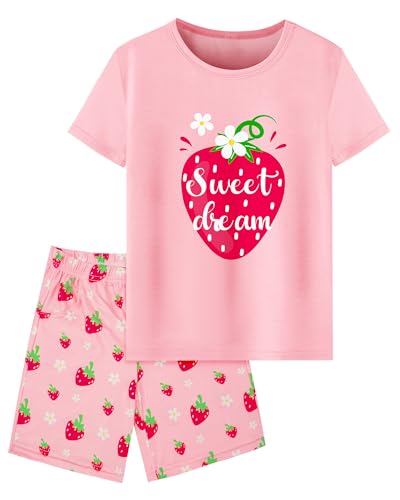 Girls Pajamas Short Sleeve Toddler Girls Summer Short Sets Sleepwear Clothes Sets Girls Pajamas Size 3-10