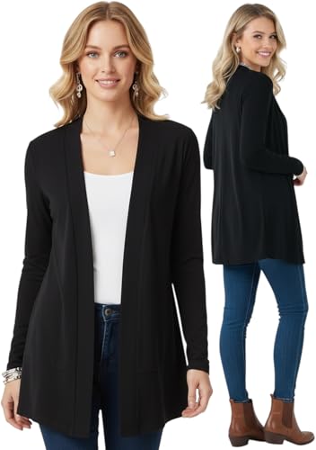 Image of ToBeInStyle Womens Open Front Long Sleeve Lightweight Asymmetrical Draped Cardigan with Side Pockets