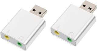 Parliky 2pcs USB External Sound Card Mic Adapter Stereo Adapter USB Adapters Windows USB Audio Adapter Jack Audio Adapter USB External Stereo Sound Cards Drive-free Adapter Silver Aluminum