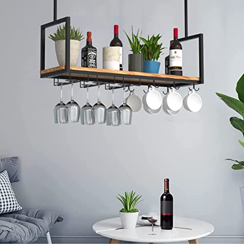 MWAYOYTE Portavasos de Techo, botellero Colgante, Estante de Techo Estilo Retro Americano, botellero metálico con portavasos, Soporte Multifuncional para Plantas.