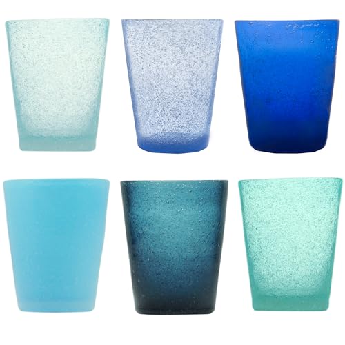 Memento Set 6 bicchieri acqua in pasta di vetro 300cc (Oceano)