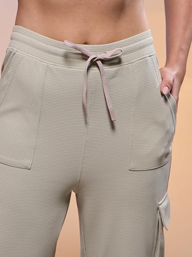 Image of TECHNOSPORT Women's Straight Fit Solid Textured Sports Cargo Pants with Technocool+, Quick Dry for Gym, Sports and Regular Use