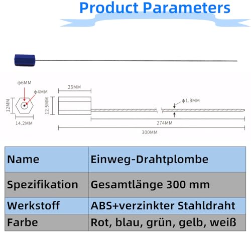 Vleant Stahlkabelplomben 30 Stück mit Selbstverriegelung nummerierten Metallsiegeln Blau