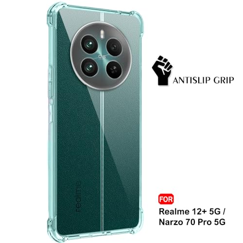 Image of TheGiftKart Crystal Clear Back Cover Case for Realme 12 Plus 5G / Realme P1 5G / Narzo 70 /70 Pro 5G | Shockproof Soft TPU Case | Cushioned Edges for Ultimate Protection Cover Case (TPU, Transparent)