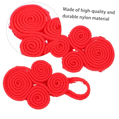 COOLHIYA 10 Pairs Retro Red Cape Sewing Buttons Ancient Clothing Fasteners DIY Accessories for Traditional Chinese Apparel and Qipao Decorations - Thumbnail 6