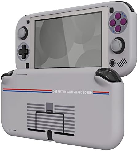 eXtremeRate PlayVital Glossy Chameleon Green Purple Protective Case for Nintendo Switch Lite, Hard Cover Protector for Nintendo Switch Lite - 1 x Black Border Tempered Glass Screen Protector Included