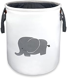 zebrum Laundry Basket, Large Laundry Bag, Washing Basket Round Cotton Linen, Foldable Clothes Storage, 36.5CM(OD) x 38CM(H)