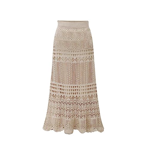 Women's Plus Size Stretched High Waist Crochet Hollow Out Knit Flowy Patterned Lace Maxi Skirt Mermaid Skirts3