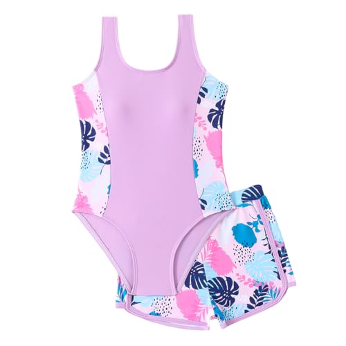 Traje de baño para niñas cómodo de 2 piezas con shorts para evitar rozaduras