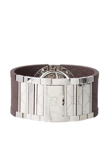 Gucci Women's Ya112421 112 Twirl Collection Brown Rubber Bangle Watch #TOP1