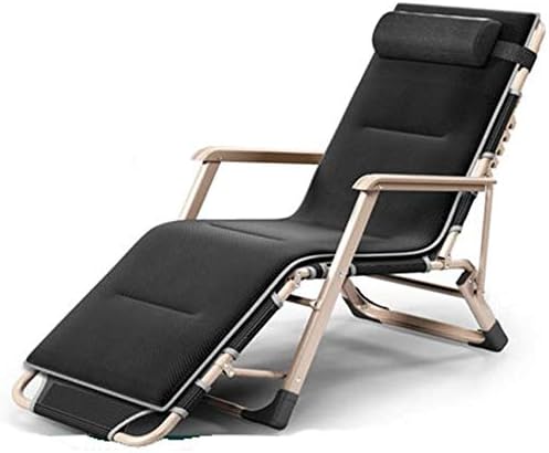 Sun Lounger Garden Chairs Oversized Patio Chairs Reclining Zero gravity Chaise lounges outdoor Garden rocking Deck chair For Beach Camping With Cushions Support 200kg (Color, Gray),Black