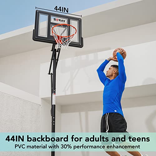 Seray Basketball Hoop With 4.8-10 Foot Height Adjustable For Kids/Adults, Basketball Hoop Outdoor With 44 Inch Backboard And 2 Wheels For Outdoor/Indoor Sports #TOP2