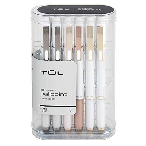TUL BP3 Retractable Ballpoint Pens, Medium Point, 1.0 mm, Pearl White Barrel, Black