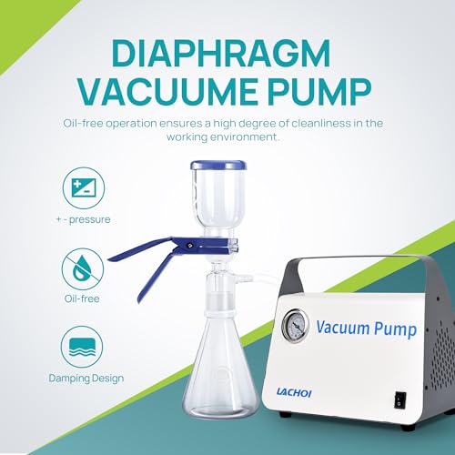 Lachoi Lab Vacuum Pump Portable Oilless Diaphragm Vacuum Filtration 15L/Min Flow Rate Oill Free Vacuum Positive And Negative Pressure For Laboratory With Rubber Tube thumb #1