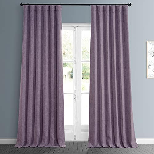 HPD Half Price Drapes BOCH-LN185-P Faux Linen Room Darkening Curtains for Bedroom (1 Panel), 50 X 108, Sea Thistle
