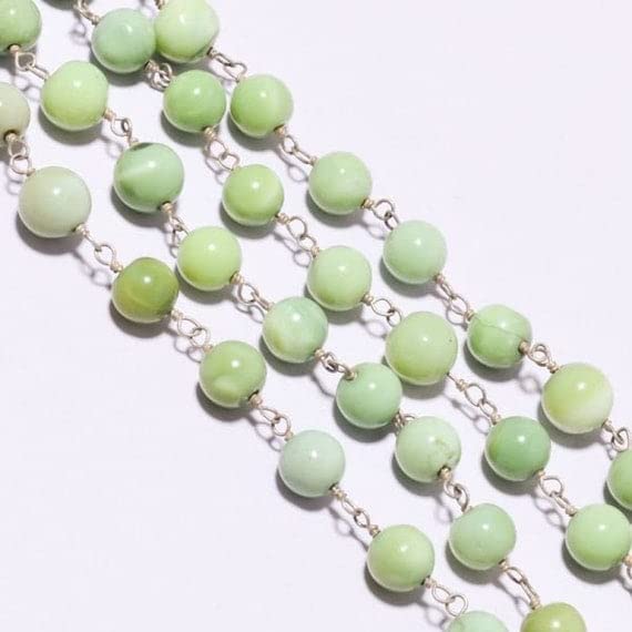 Green opal smooth round collier de perles naturelles idée cadeau femme